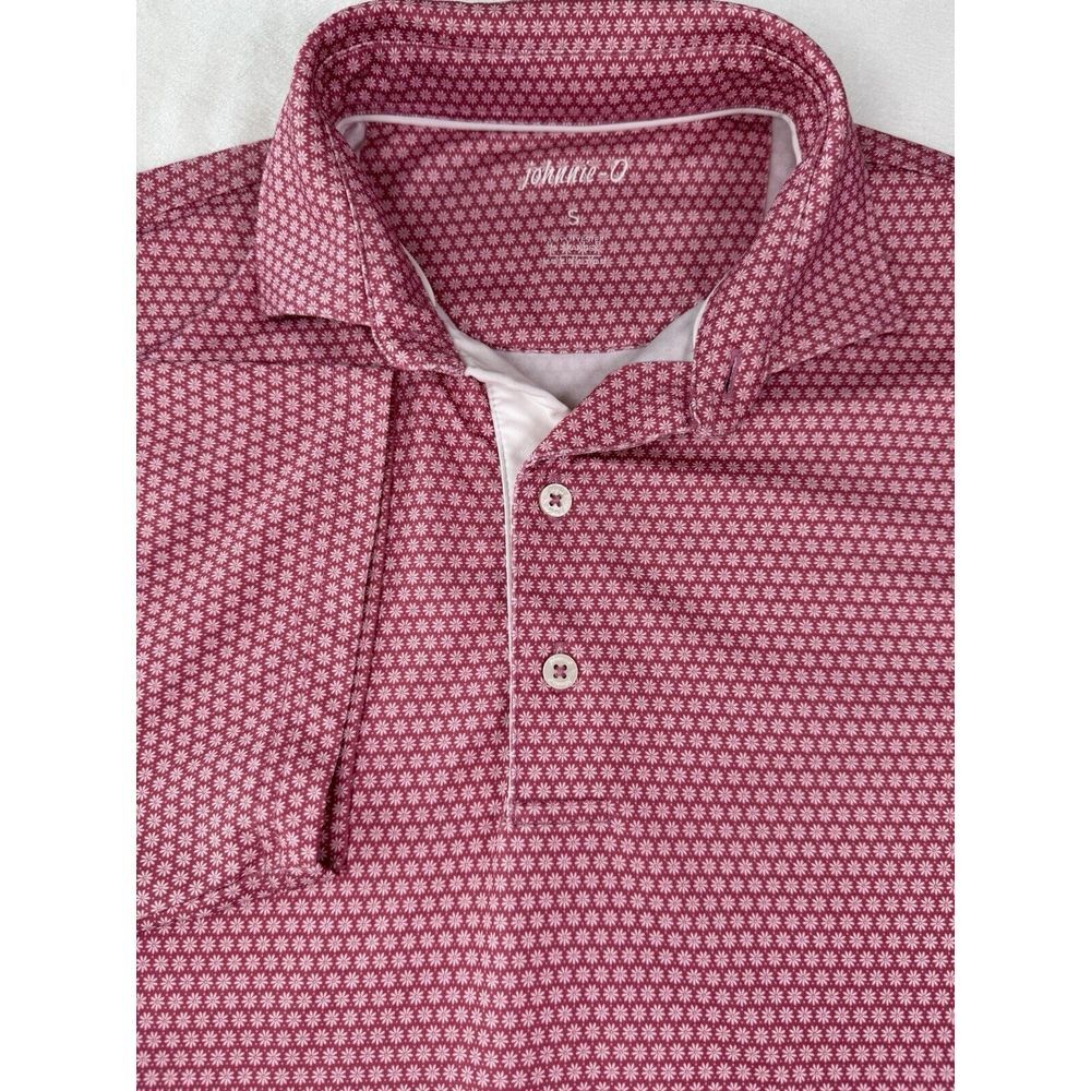 Johnnie O Golf Polo Mens Performance Stretch All Over Print Pattern Shirt Sz S